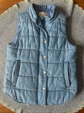 Light Blue Quilted Puffer Vest - Womens Jackets & Coats Medium